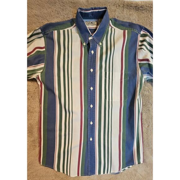 LL Bean Vintage  1980's Button Down Shirt, Striped, Mens Sz S, 100% Cotton, Rare - Picture 5 of 8